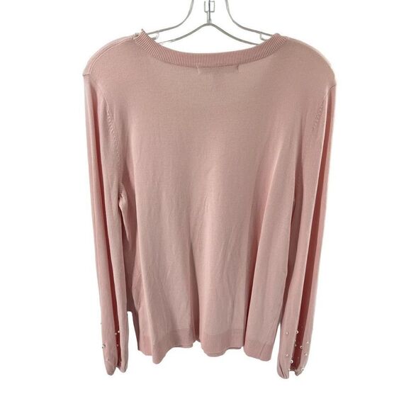 EMALINE pearl beaded pink blush lightweight sweater large EUC - Picture 4 of 10